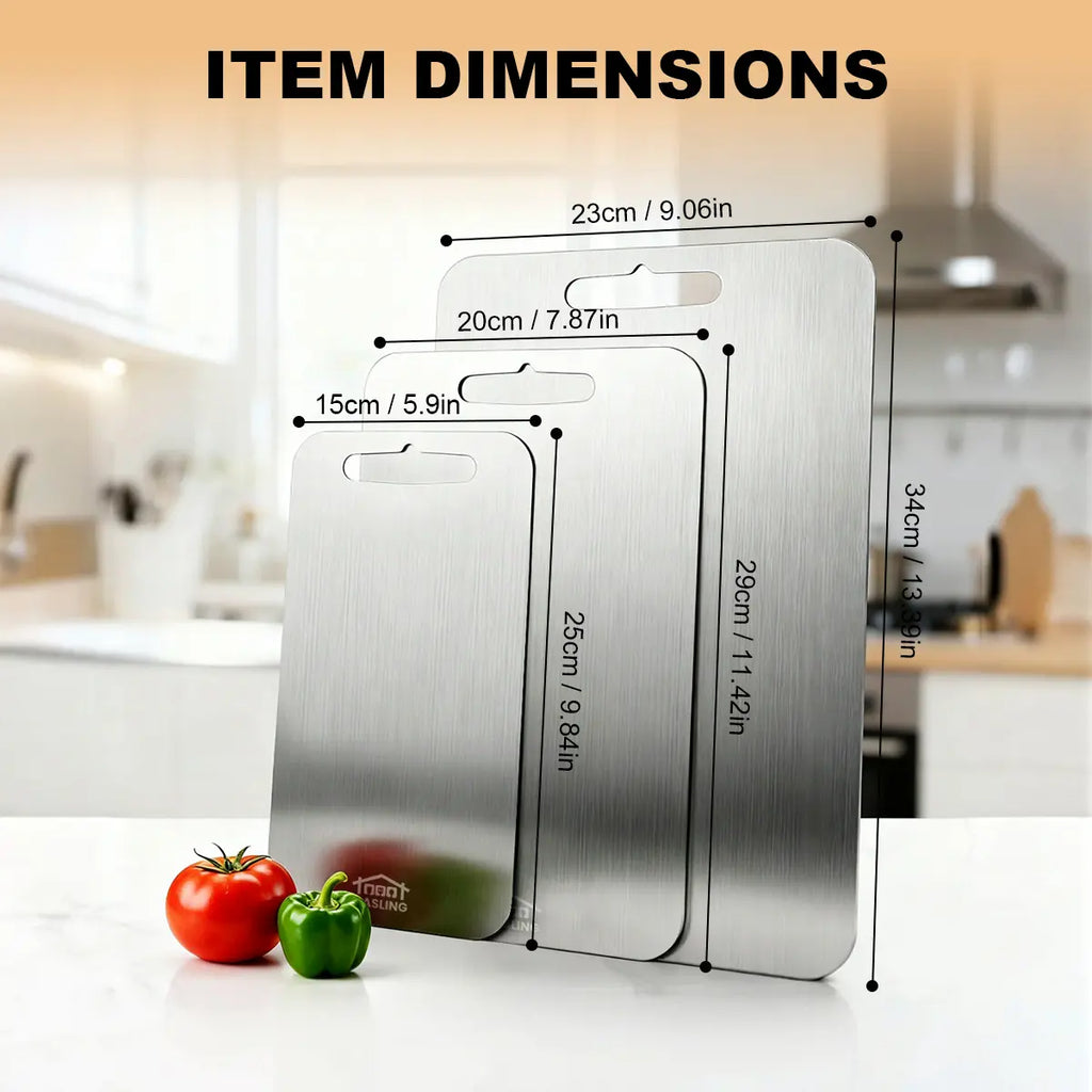 Upgrade Your Kitchen with Our 3-Piece Stainless Steel Cutting Board Set - Perfect for Meat and Vegetables, Rust-Resistant, Easy to Clean, and Portable!