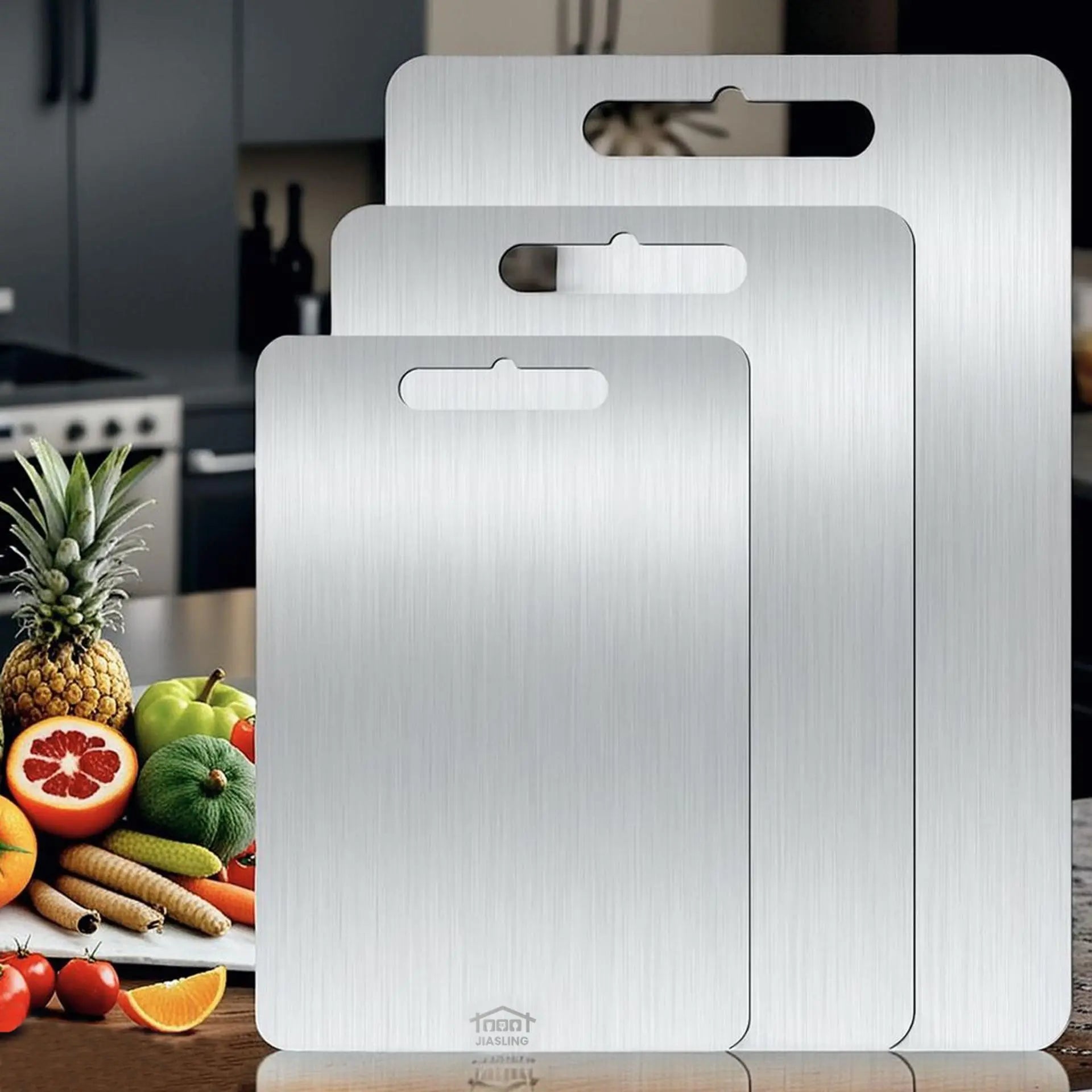 Upgrade Your Kitchen with Our 3-Piece Stainless Steel Cutting Board Set - Perfect for Meat and Vegetables, Rust-Resistant, Easy to Clean, and Portable!