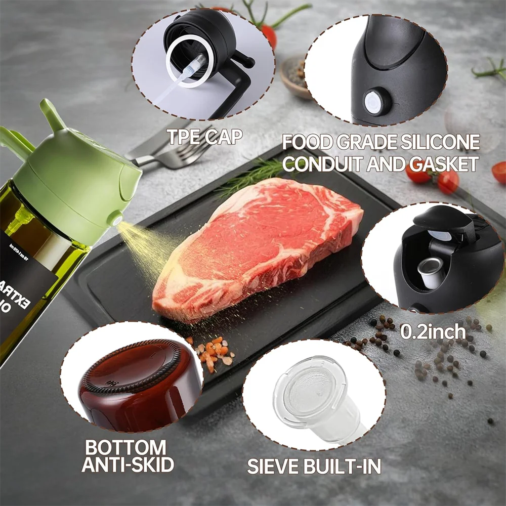 Transform Your Cooking with the 2-in-1 470ml Olive Oil Sprayer - Effortless Pouring and Spraying for Perfect Flavor!