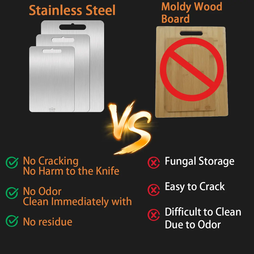Upgrade Your Kitchen with Our 3-Piece Stainless Steel Cutting Board Set - Perfect for Meat and Vegetables, Rust-Resistant, Easy to Clean, and Portable!