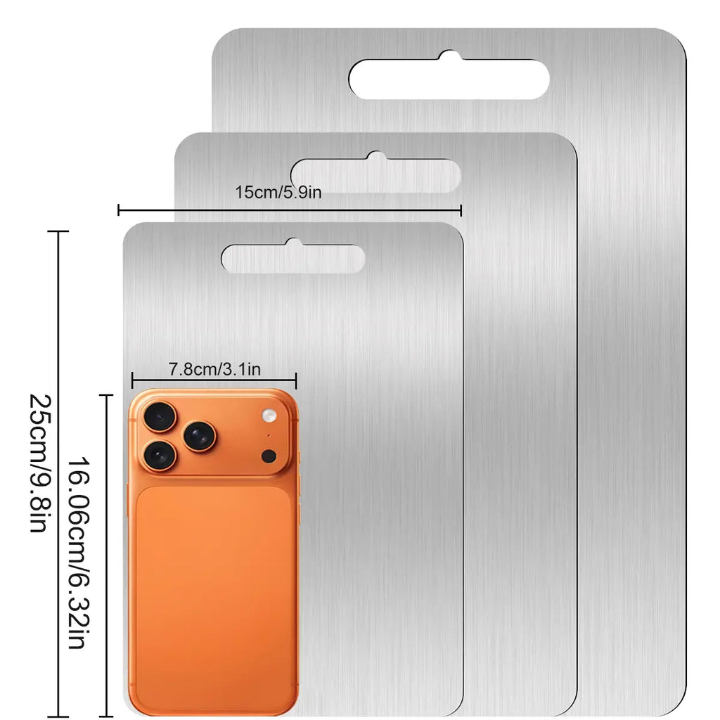 Upgrade Your Kitchen with Our 3-Piece Stainless Steel Cutting Board Set - Perfect for Meat and Vegetables, Rust-Resistant, Easy to Clean, and Portable!